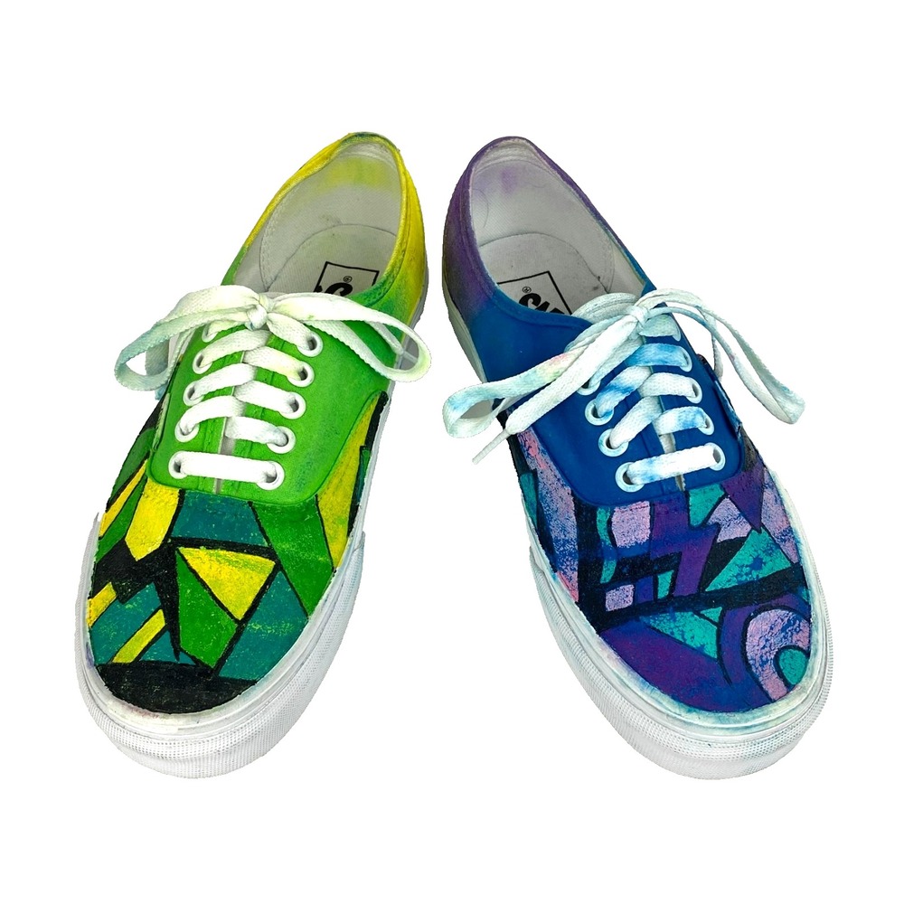 Vans Off the Wall Tennis Shoes Womens 8 Custom Handpainted Low Top Sneakers 38.5